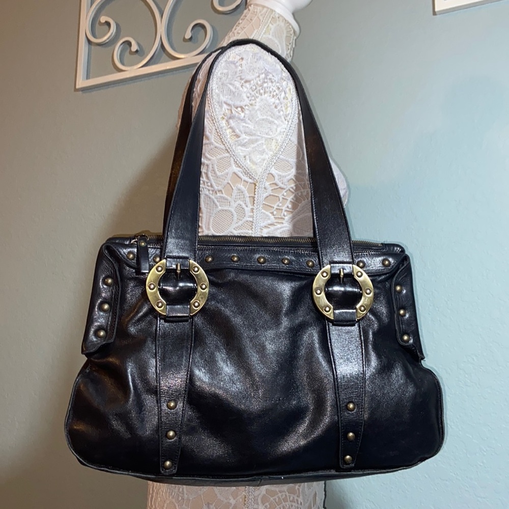 EUC Montini Italian Leather studded shoulder bag